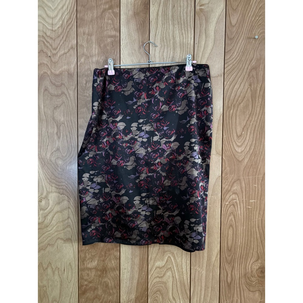 Elie Tahari Womens Black Floral Rose Print Pencil Skirt Scalloped Waist Size 10